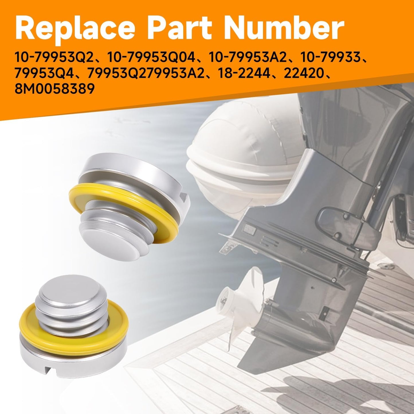 2 PCS Lower Unit Drain Plug Oil Drain Screw Plug Gasket Kit for Marine for Mercruiser for Bravo for Alpha1 Gen 2 Replace 10-79953Q2 10-79953A2 18-2244 10-79953Q04 8M0058389