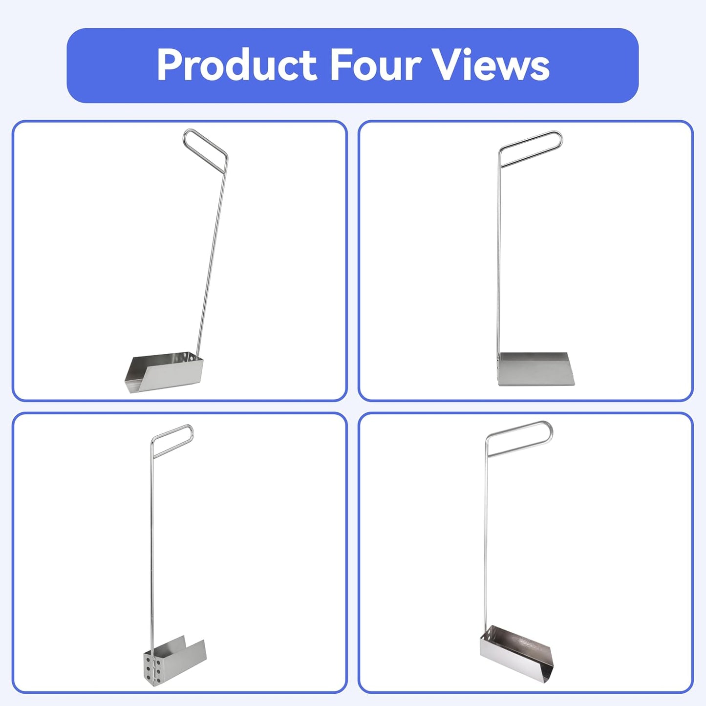 Deep Fryer Strainer Crumb Scoop 750°F Heat-Resistant V-Shaped Fryer Cleaner Food Crumb Cleaning Tool for Commercial Fryers Long Handle with Drain Holes for Oil Filtration 2 PCS