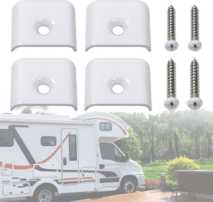 RV Trim End Caps for 1 Inch Vinyl RV Trim Molding Screw Covering Strip (White, 4pcs)