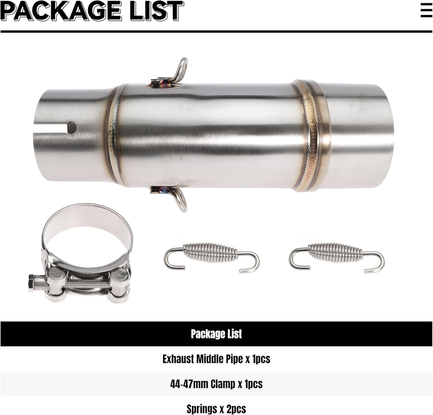 Motorcycle Exhaust Mid Pipe Muffler Mid-pipe for Kawasaki Ninja 400 Z400 2017-2022, for Ninja 250 300 650 EX250 EX300 Z250 Z300 2018-2022