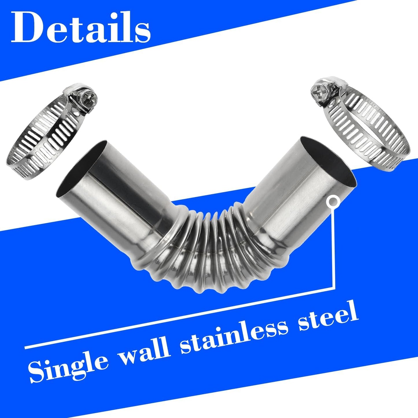 24mm Exhaust Tube Connector for Chinese for Webasto Diesel Heaters with Clamps, Pack of 2