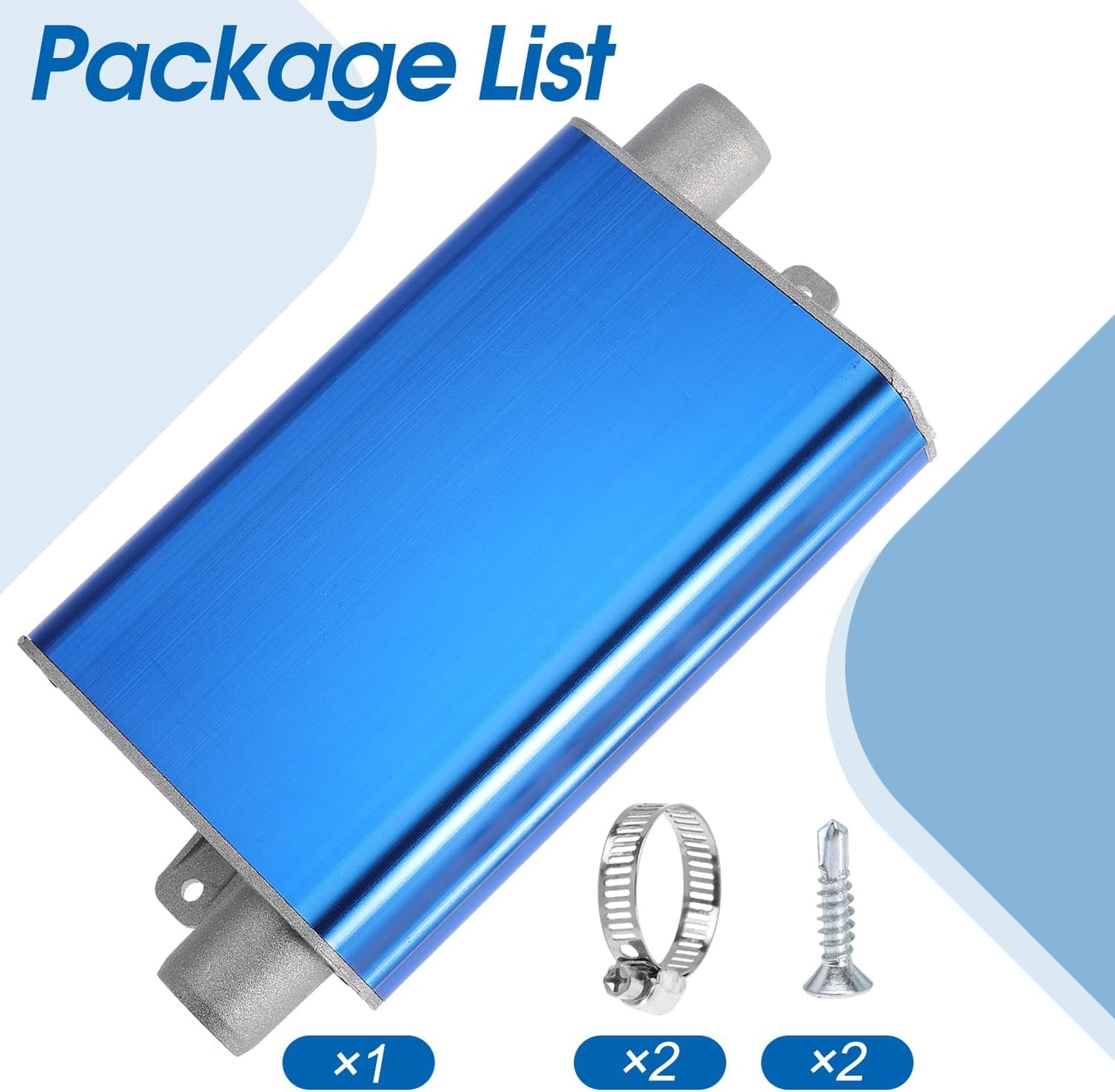 24mm Exhaust Muffler Pipe Upgraded for Chinese for Eberspacher Diesel Heaters Air Compressor with 2 clamps and screws, Blue