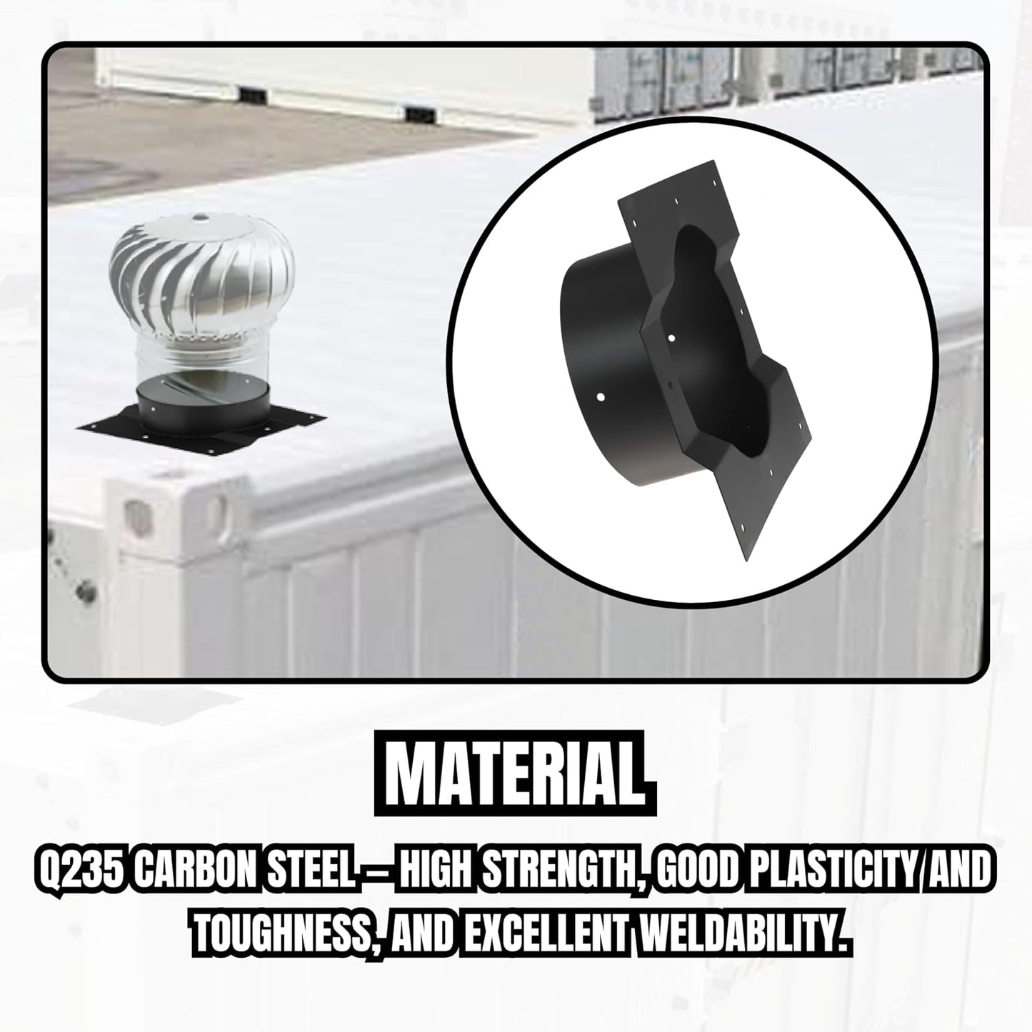 8" Shipping Container Vent 8 Inch Corrugated Roof Vent Adapter Roof Vent Adapter Fits for Whirlybird Roof Turbines, Set of 1