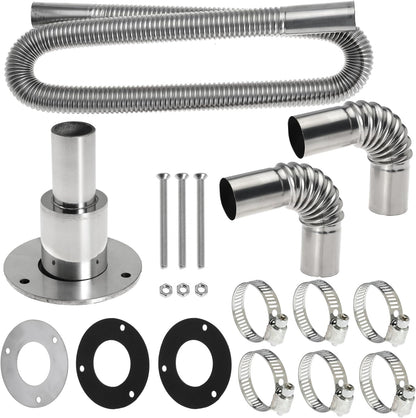 Diesel Heater Exhaust Kit - Exhaust Pipe, Straight Thru Hull Fitting and 24mm Elbow Tube Connector Set, Compatible with Webasto Eberspacher Heaters