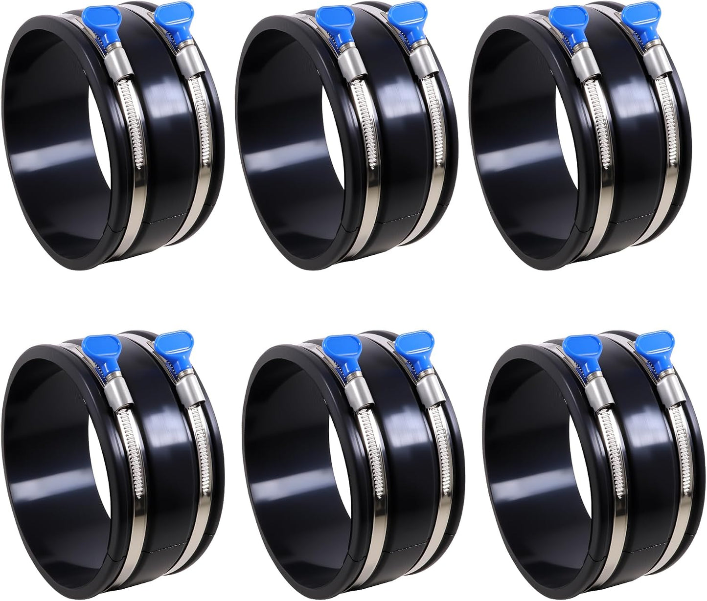 2-1/2 Inch Dust Control Flex Cuff with Adjustable Hose Clamps, Rubber Connector Rubber Cuff Coupler for Woodworking Dust Collection Fittings, 2 Pack