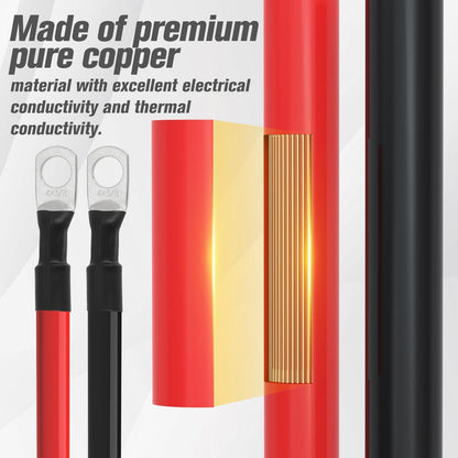 4 AWG Battery Cable 4AWG Gauge Battery Inverter Cables for Automotive Solar Marine Boat RV Car Motorcycle (4 AWG, 18in, 3/8")
