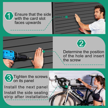 2x4FT Slat Wall Panels Garage Wall Organizer Tool Organizer Slat Board PVC Wall Panels Black Slatwall Garage Storage (Black, 2FTx4FT)