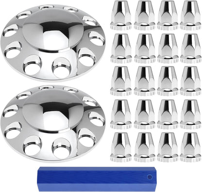 Chrome Front Axle Wheel Cover Hubcap Hub Cap for Semi for Truck 33mm Lug Nuts (Standard)