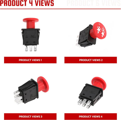 Clutch PTO Switch 8 Terminals for Dixie Chopper for Jacobsen for Bobcat for Rotary for MTD for Delta Compatible with 4174684 500016 2721505 430-528 110-9657A 725-07534 6204-322, 10 AMP, Red Knob