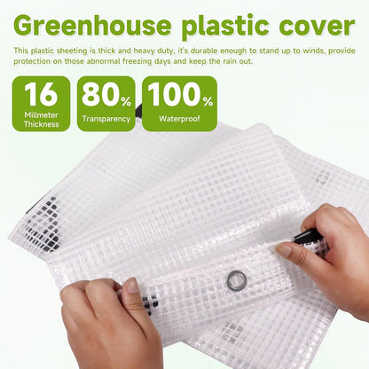 30Ftx40Ft Greenhouse Cover,Clear Plastic Tarps,16Mil Heavy Duty Waterproof tarp with UV Resistance and Grommets,Clear Tarp Canopy Top for Gardening,Farming,Nursery,Garden