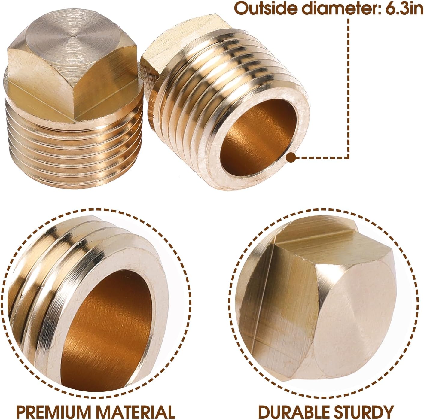 Boat Plug 1/2 Inch NPT Brass Boat Drain Plugs Thread Boat Garboard Drain Plug Fits for Most Boat Hulls