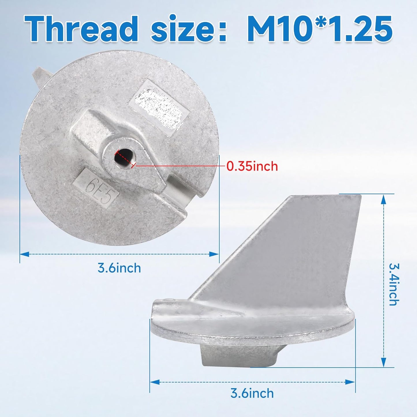 6E5-45371-01 Boat Motor Tab Trim Anode for Yamaha 115HP-225HP 2 stroke and 4 stroke Outboard Engine Replace for Sierra 18-6097