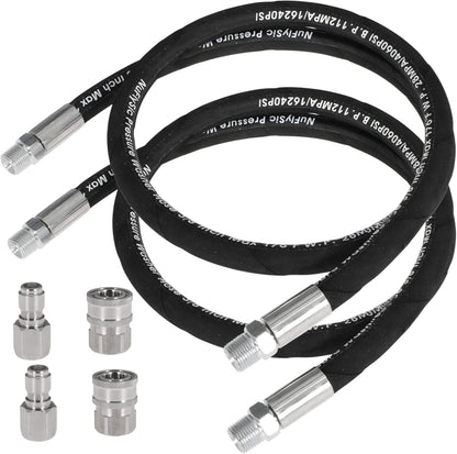 Pressure Washer Whip Hose Power Washer Jumper Hose for Pressure Washing with Steel Connector 3/8 Inch NPT Quick Connect Plug Hose Reel Connector Hose, 4000 PSI, 7FT, 1PCS