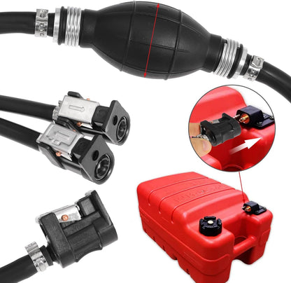 Marine Boat Fuel Line Kit 8mm (5/16") Fuel Line Assembly with Primer Bulb & Connector - 10FT Marine Outboard Boat Motor Fuel Gas Line Hose for RVs, Tractors, and Caravans