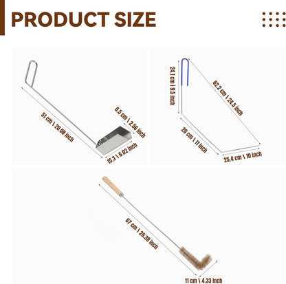 3 Pcs Fryer Cleaning Tools, L Shaped Brass Bristles Fryer Deep Cleaning Brush, Deep Fryer Crumb Scoop, Fryer Deep Cleanout Rod for Restaurant Air Fryer