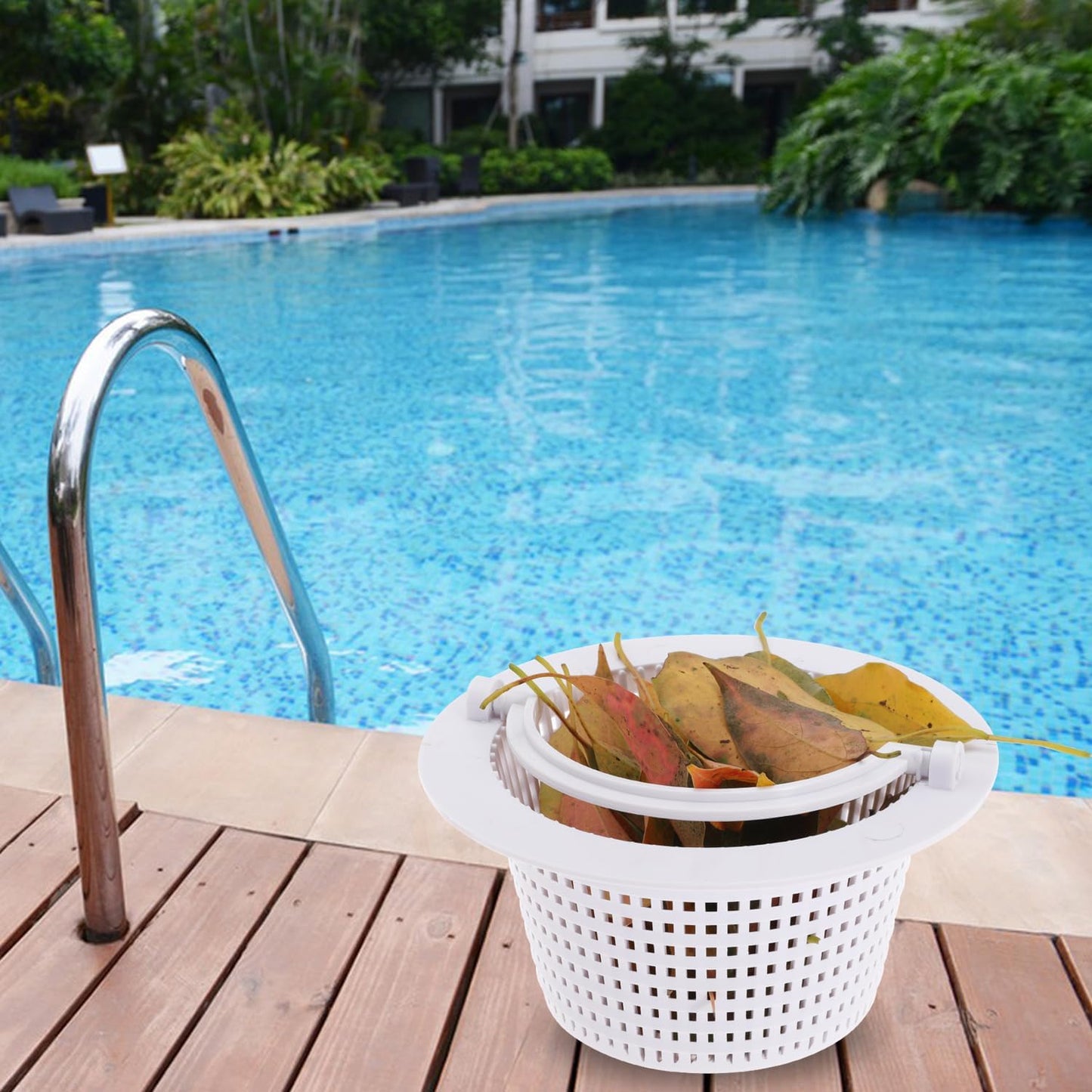 6" Above Ground Pool Skimmer Basket Thru-Wall Strainer Basket Filter Basket with Handle to Clean Leaves and Debris (2)
