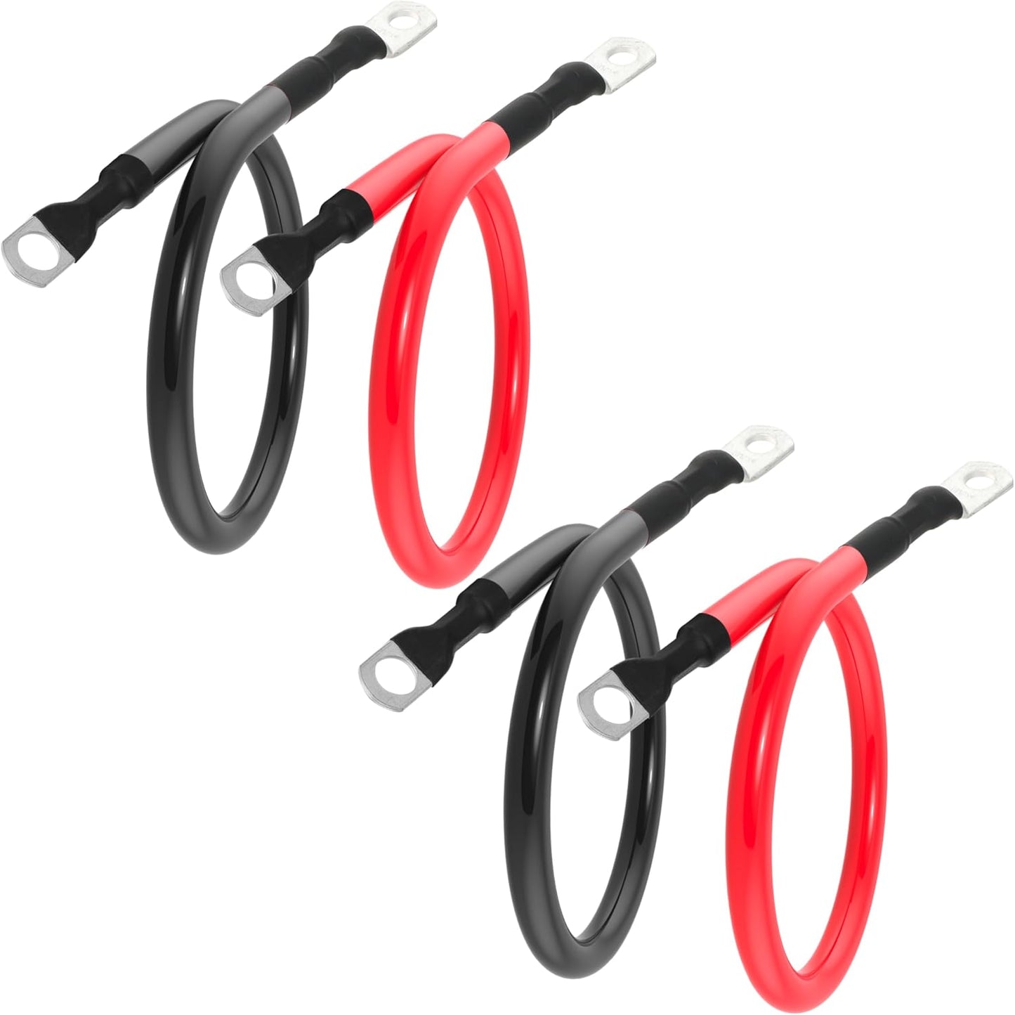 2FT 4 AWG Battery Cable 4 Gauge Battery Cables 4AWG 2 FT Battery Inverter Wires Cables with 3/8 inch Lugs for Solar Power Inverters, RVs, Campers, Travel Trailers, Cars, 2 Pairs