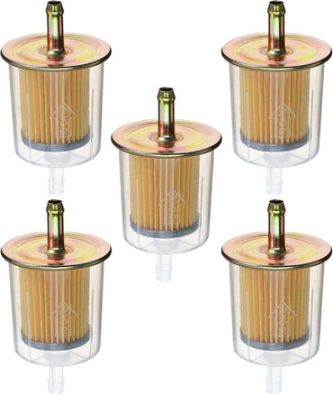 Universal Inline Fuel Filter for Tractors Cars for Trucks Motorcycles Gas Powered Engine, Pack of 5