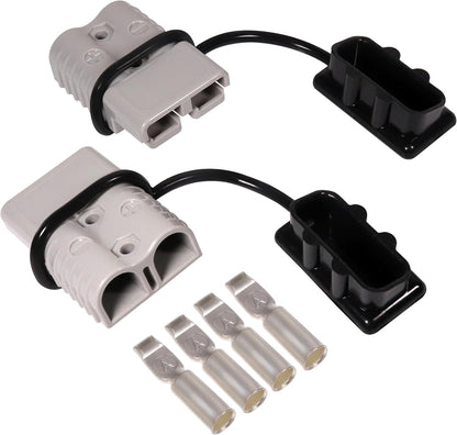 175A 600V Battery Quick Connect Disconnect Connectors Wire Harness Plug Kit for 2-4 Gauge Cables, Grey