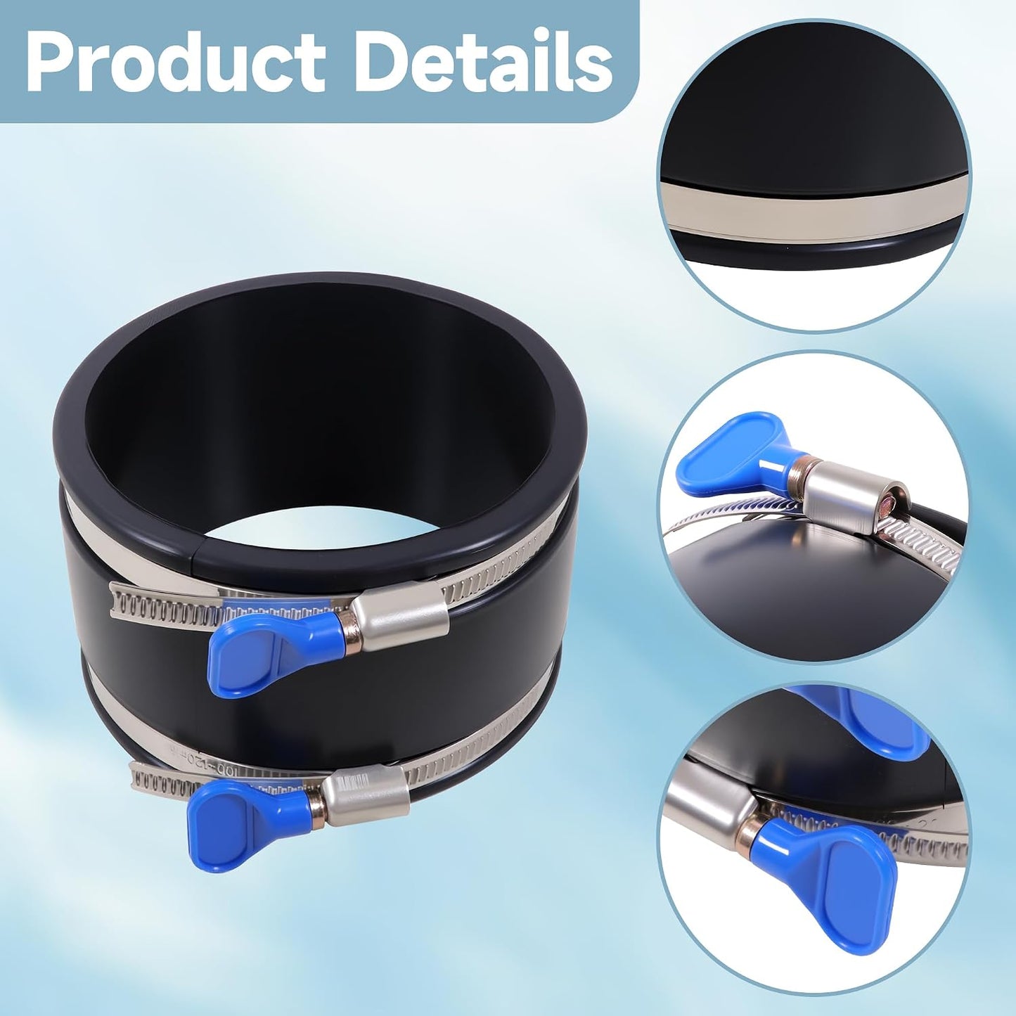 4 Pack 4 Inch Dust Control Flex Cuff with Adjustable Hose Clamps, Rubber Connector Rubber Cuff Coupler for Woodworking Dust Collection Fittings