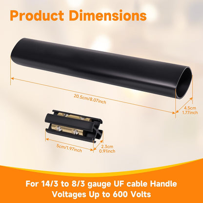 Underground Wire Splice Kit Connectors and Heat Shrink Tube Electrical Cable Direct Buried Uf Wire for 14/3 to 8/3 Range Handle Voltages Up to 600 Volts (5Set)