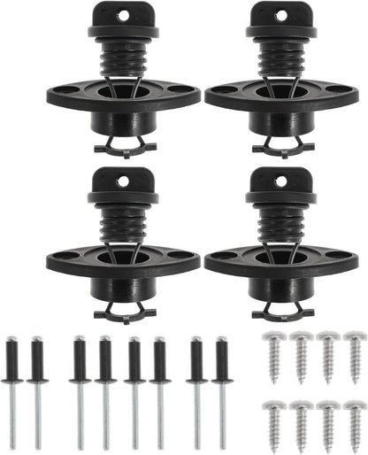 Kayak Drain Plug Kit Drain Stoppers Scupper Bung Plug Kit for Dinghy for Canoe for Boat with Screws and Blind Rivets (4Pcs)