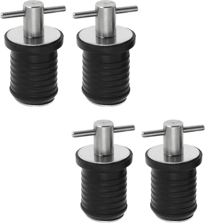 4pcs T-Handle Boat Plug Brass/Stainless Steel Boat Drain Plug Snap Handle Plug Rubber Drain Plug for Boat Marine