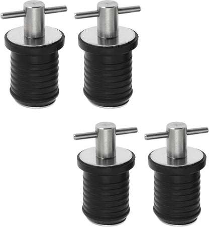 4pcs T-Handle Boat Plug Brass/Stainless Steel Boat Drain Plug Snap Handle Plug Rubber Drain Plug for Boat Marine