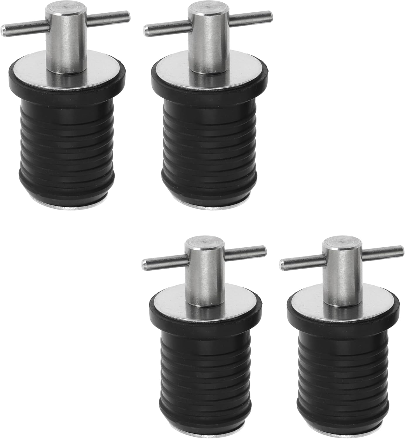 4pcs T-Handle Boat Plug Brass/Stainless Steel Boat Drain Plug Snap Handle Plug Rubber Drain Plug for Boat Marine