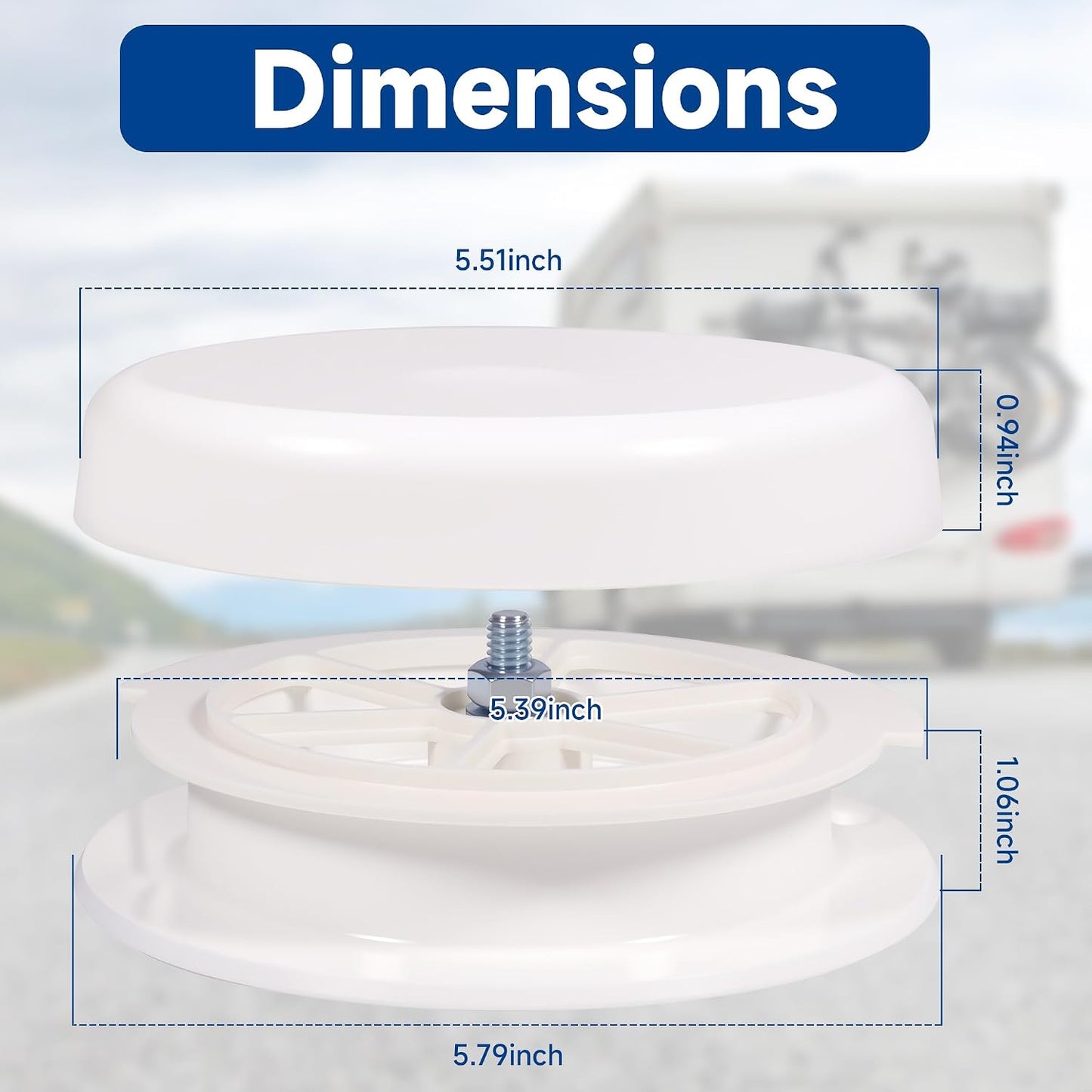 RV Roof Mushroom Vent, Mushroom Plumbing Vent for Keystone 5th Wheel RVs Travel Trailers, Universal Screw-In Style with Water Guard, 2pcs