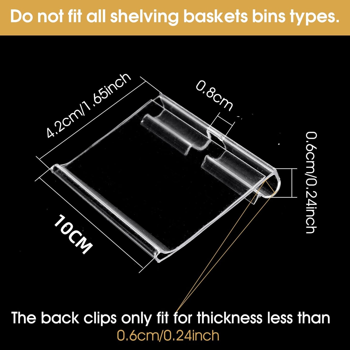 50pcs Labels for Storage Bins Plastic Label Clip, Basket Labels Clip On Wire Shelf Price Label Holder Merchandise Sign Display Holder, 50pcs Label Insert Included (3.54IN*1.57IN)