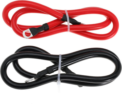 4 AWG Battery Cable 4AWG Gauge Pure Copper Battery Inverter Cables with 3/8 in Lugs Both Ends Power Inverter Wire Set for Automotive Solar Marine Boat RV Car Motorcycle Red and Black (3FT)