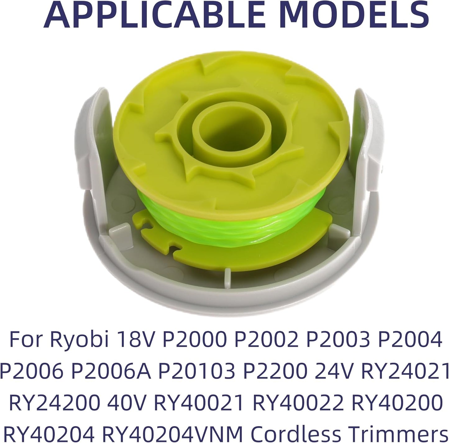 AC80RL3 Line String Trimmer Replacement Spool for Ryobi One Plus+ 18V 24V 40V P2000 P2002 P2003 P2004 P2006 P2006A P2200 Trimmers Replace AC14HCA Cover Cap 11Ft 0.08inch