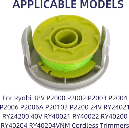 AC80RL3 Line String Trimmer Replacement Spool for Ryobi One Plus+ 18V 24V 40V P2000 P2002 P2003 P2004 P2006 P2006A P2200 Trimmers Replace AC14HCA Cover Cap 11Ft 0.08inch