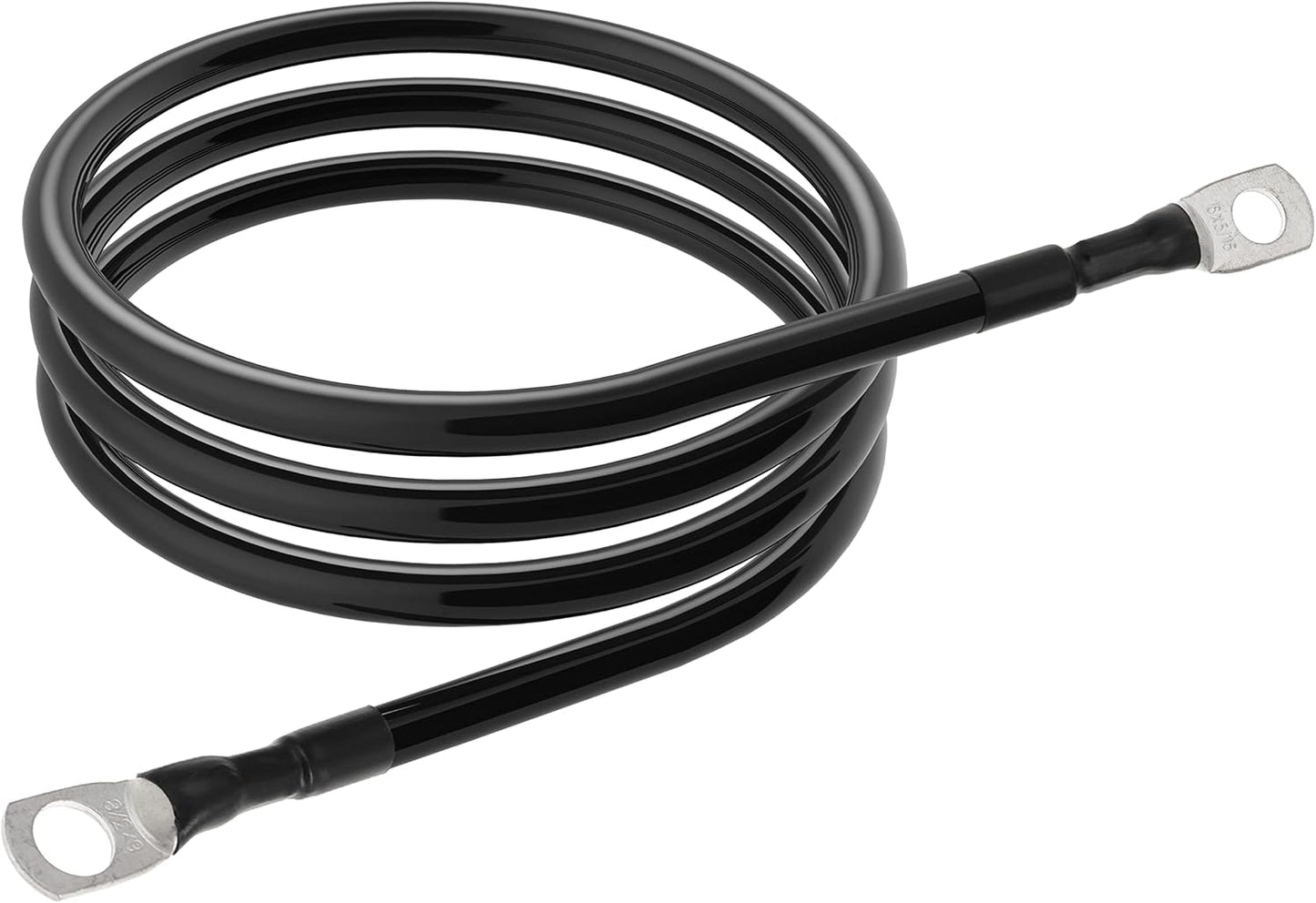 6 AWG Battery Cables 6 Gauge Power Inverter Cables with 3/8 Inch and 5/16 Inch Lugs Each End for Solar Marine RV Car SUV Truck Tractor Motorcycle 2pcs (2FT, 6 AWG)