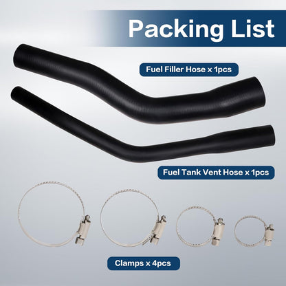Fuel Filler Vent Hose Kit 52100131AD 52100132AB Replacement with Clamps for Jeep Cherokee XJ 1997-2001 (Black)