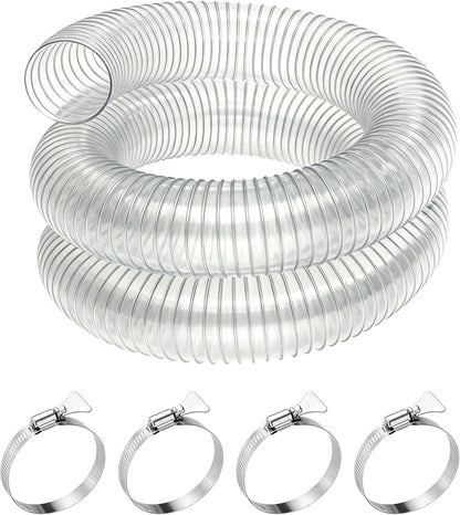5" x 10' Heavy Duty Dust Collection Hose, Thickened Clear PVC Flexible Hose with Steel Wire Reinforced, Puncture Resistant for Woodworking Dust Collector System