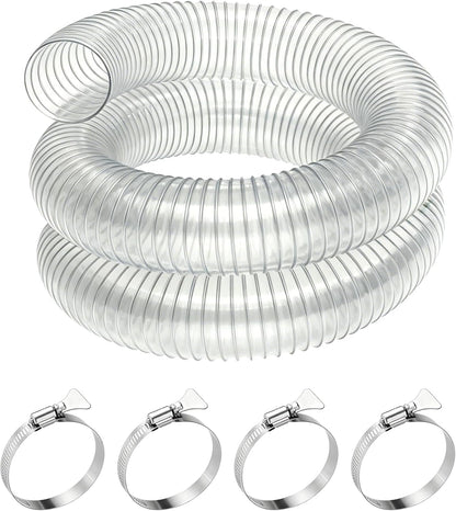 6" x 5' Heavy Duty Dust Collection Hose, Thickened Clear PVC Flexible Hose with Steel Wire Reinforced, Puncture Resistant for Woodworking Dust Collector System