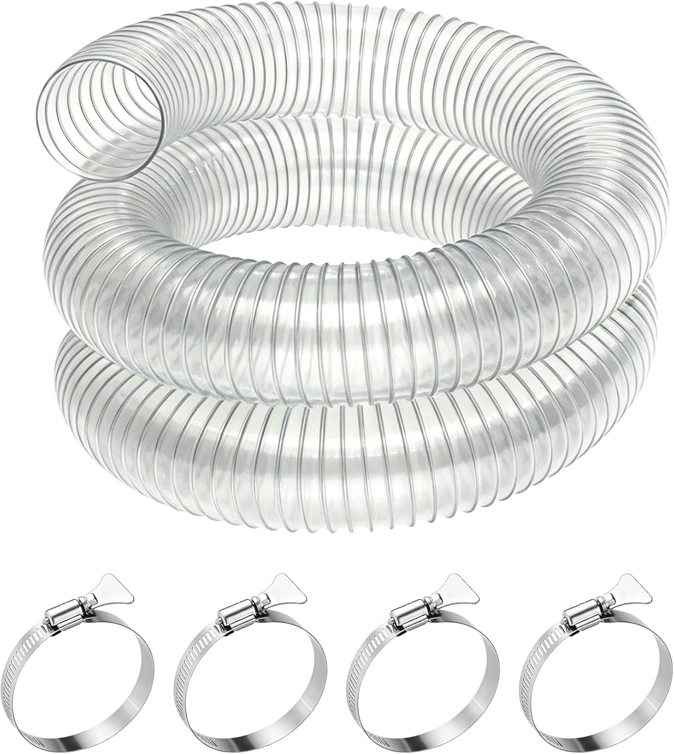 4" x 40' Heavy Duty Dust Collection Hose, Thickened Clear PVC Flexible Hose with Steel Wire Reinforced, Puncture Resistant for Woodworking Dust Collector System