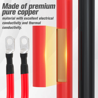2 AWG Battery Cable 2AWG Gauge Battery Inverter Cables for Automotive Solar Marine Boat RV Car Motorcycle (2 AWG, 7FT, 3/8")