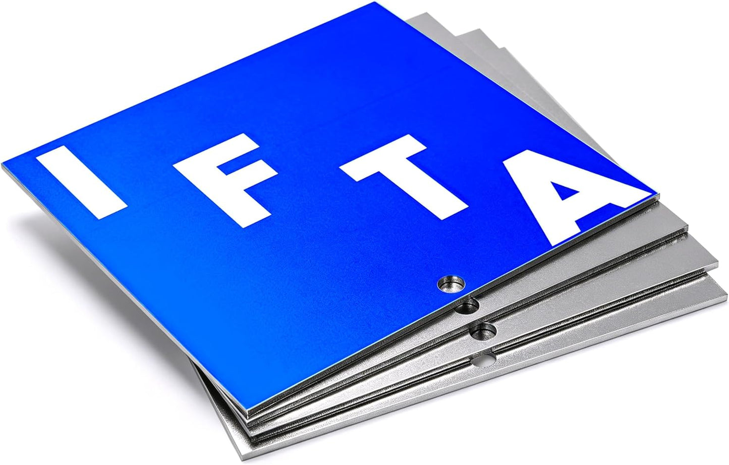 4 x 4 Flat Permit Panels Universal for IFTA Sticker Plate 4 x 4 Inch Permit Sticker Plate Tape Mount Metal Panel for Truck 4 PCS