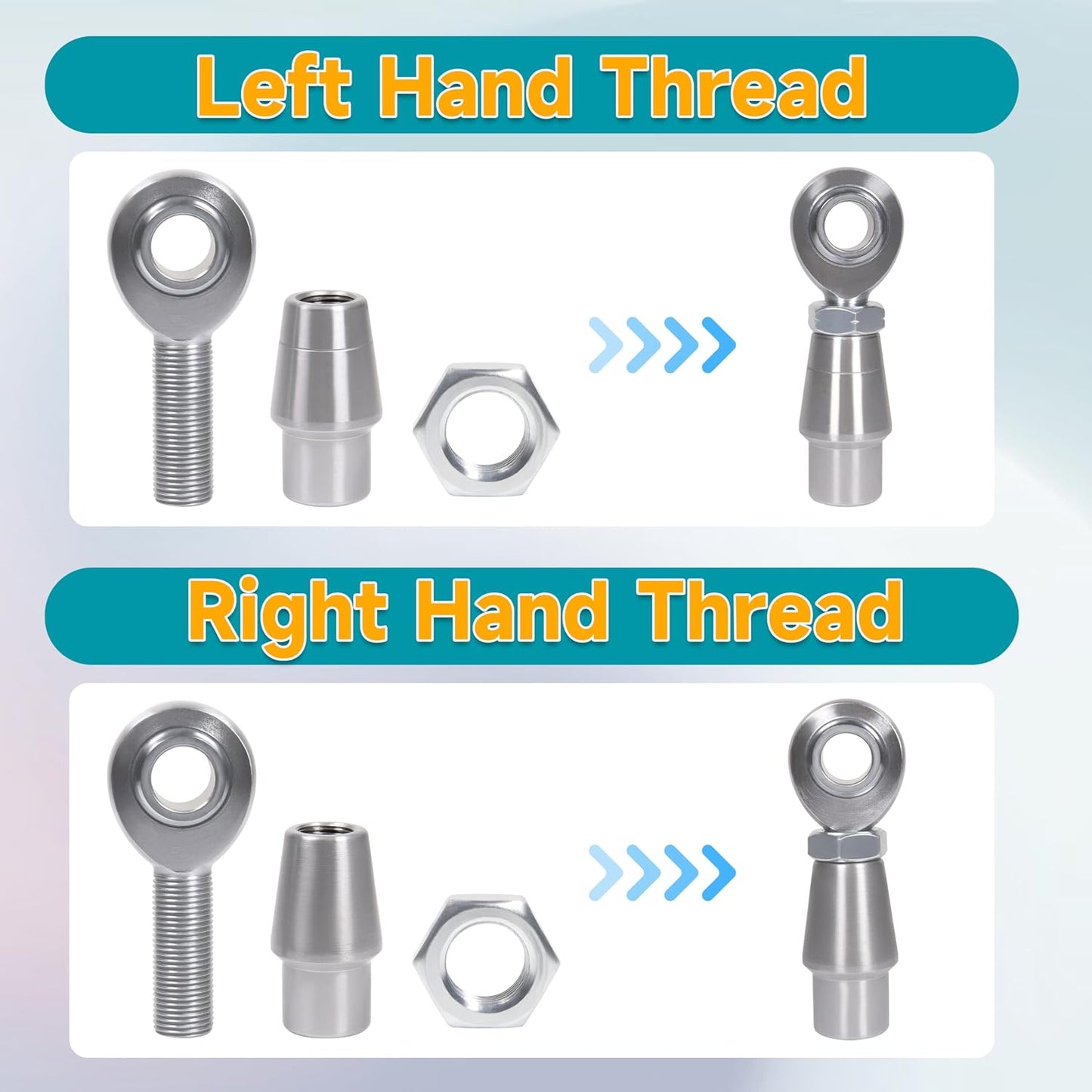 5/8" Heim Joints Rod End Kit Thread 0.625" Chromoly Heim Joints Suspension Kit Right and Left Hand Traction Bars Steering Kit with Round Tube Adapter Jam Nuts (2 set-5/8 inch)