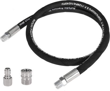 Pressure Washer Whip Hose Power Washer Jumper Hose for Pressure Washing with Steel Connector 3/8 Inch NPT Quick Connect Plug Hose Reel Connector Hose, 4000 PSI, 7FT, 1PCS