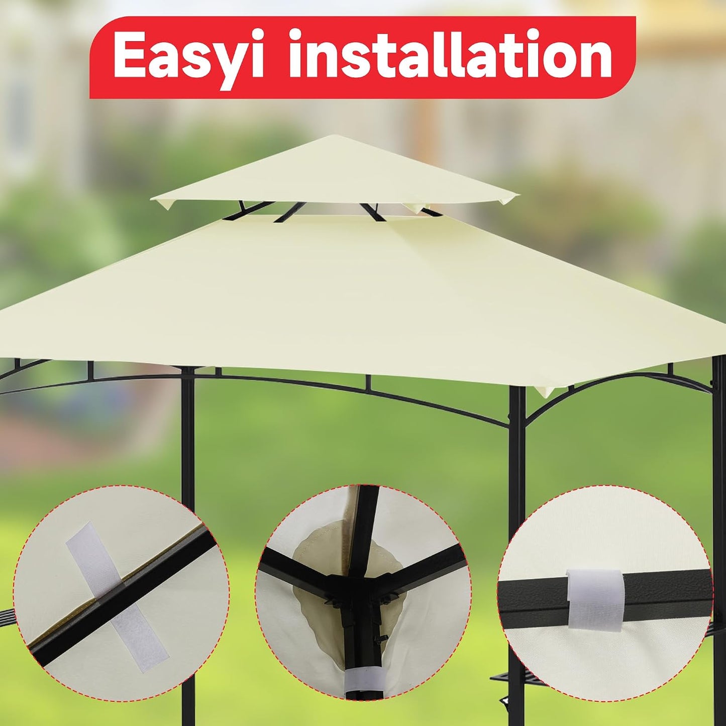 Grill Gazebo Replacement Canopy Top Only - 5' x 8' Outdoor BBQ Gazebo Canopy Roof, Waterproof Double Tiered Shelter Cover Fit for Model L-GG001PST-F (5 * 8FT-White)