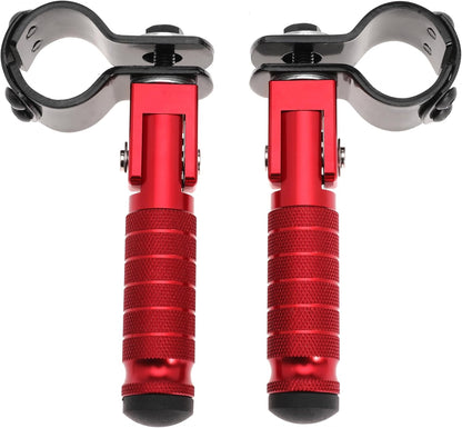 M8 Motorcycle Footrests For Yamaha For Honda For Suzuki For Aprilia 90 Degree Foldable Footpegs Motorbike MiniBike Dirt Pit Bike CNC Motorcycle Folding Footpegs Rearsets Folded Footrest (Red)