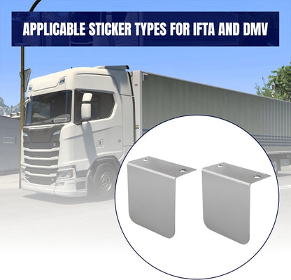 Permit Sticker Holder for IFTA for DMV Class Chrome L Bracket Replace 60788 for Truck Car Parking Passes Permits Small Stickers Vehicle Emblems Mounting