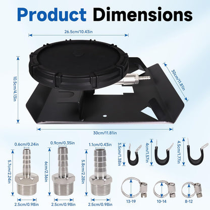 Pond & Lake Aeration Accessories with 5/8" 1/2" 3/8" Connectors Membrane Diffuser Stainless Steel Base Chassis for Pond Aeration System, 10 inch, Black