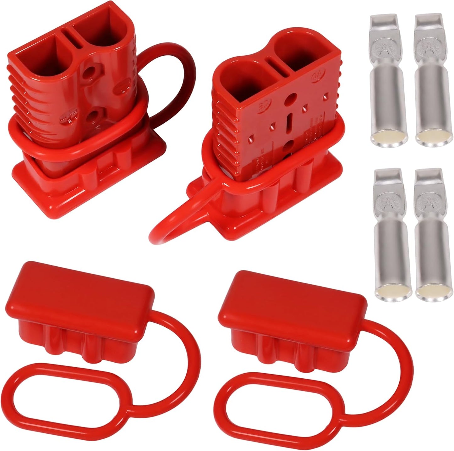 175A 600V Battery Quick Connect Disconnect Connectors Wire Harness Plug Kit for 2-4 Gauge Cables, Red