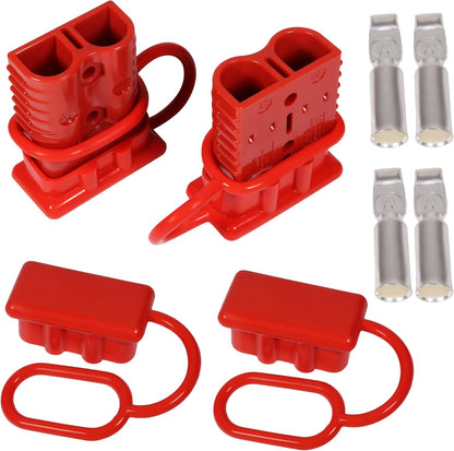 175A 600V Battery Quick Connect Disconnect Connectors Wire Harness Plug Kit for 2-4 Gauge Cables, Red