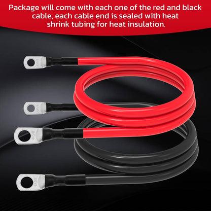 6 AWG Battery Cable 6AWG Gauge Battery Inverter Cables for Automotive Solar Marine Boat RV Car Motorcycle (6 AWG, 2FT, 3/8"+5/16")